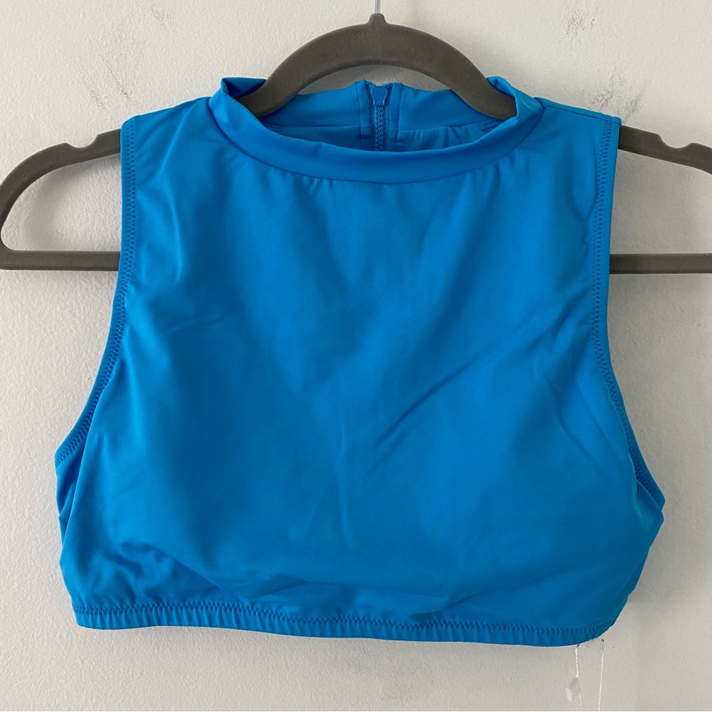 Andie Bright Blue High Neck Bikini Top